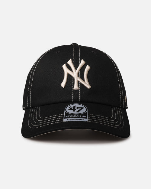47 Brand New York Yankees 'Contrast Stitch' 47 Clean Up Strapback Black/Bone