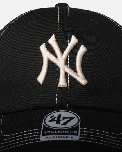 47 Brand New York Yankees 'Contrast Stitch' 47 Clean Up Strapback Black/Bone