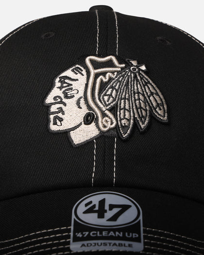 47 Brand Chicago Blackhawks 'Contrast Stitch' 47 Clean Up Strapback Black/Bone