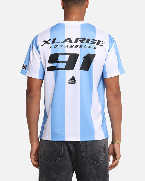 X-Large Slanted Football T-Shirt Blue/White
