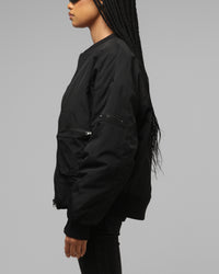 Loiter Hybrid Cropped Bomber Jacket Black