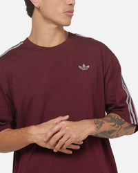 Adidas 3 Stripes Oversized T-Shirt Maroon