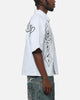 Ed Hardy Ghost Tattoo Button Up Shirt Blue Pinstripe