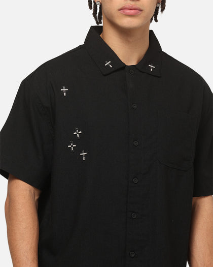 Saint Morta Credo Linen Button Up Shirt Black