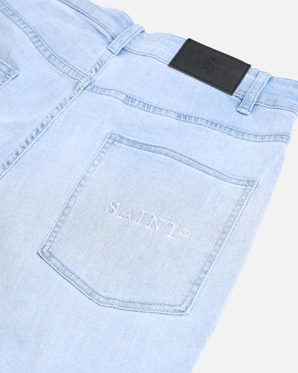 Saint Morta Thrashed Shorts Pale Blue