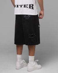 Loiter Distressed Jorts Black