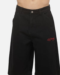 Ed Hardy Dragon Dagger Jorts Washed Black