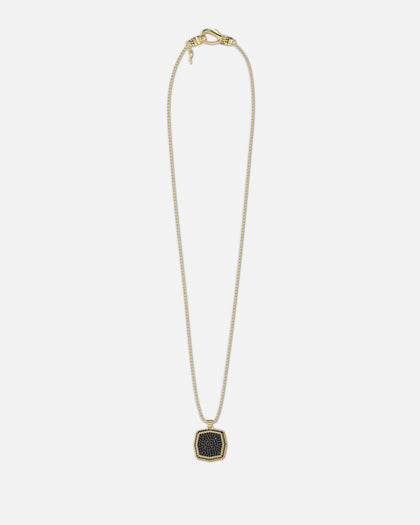 Guess Mainline Back To Black Octagon Necklace Black/Gold