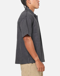Saint Morta Valhala Pinstripe Button Up Shirt Black/White