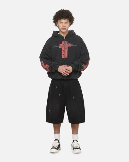 Saint Morta Saints Marked Zip Hoodie Washed Black