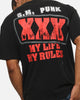 73Studio X WWE CM Punk My Life Rules Vintage T-Shirt Black Acidwash