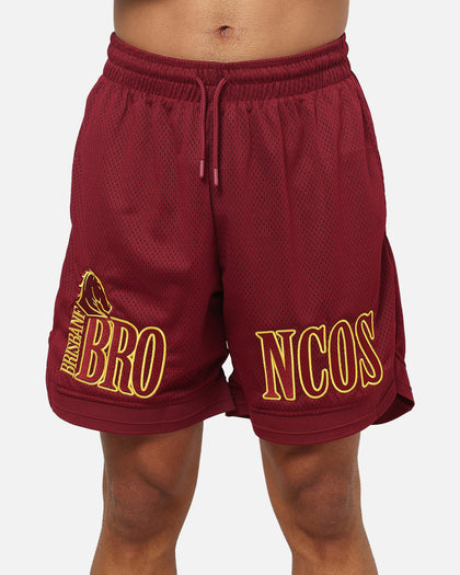 Bleacher Athletic Brisbane Broncos NRL Adult Basketball Shorts Maroon