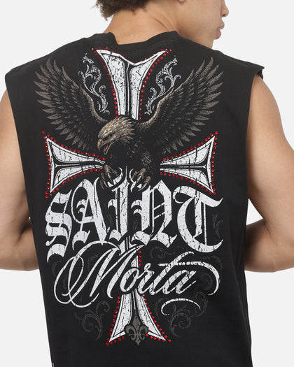 Saint Morta Liberty Cut Off Muscle T-Shirt Washed Black