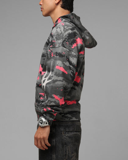 Loiter Hybrid Patch Zip Hoodie Black Camo