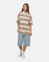 Vouseti Post Game Polo Shirt Latte Multi Stripe