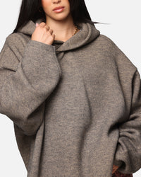 MNML Tonal Grain Knitted Hoodie Brown