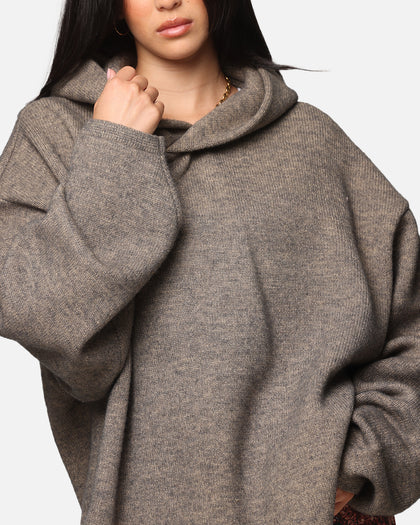 MNML Tonal Grain Knitted Hoodie Brown