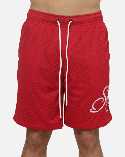 Saint Morta Scripted Mesh Shorts Vintage Red