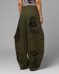 Loiter Layered Holy Fire Cargo Pants Khaki