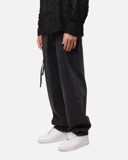 XXIII Tie Lace Baggy Jeans Black Stonewash