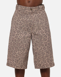 Playboy All Over Print Shorts Leopard Beige