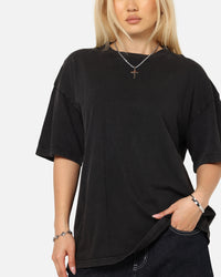 Culture Kings Standard Drop Shoulder T-Shirt Black Acidwash