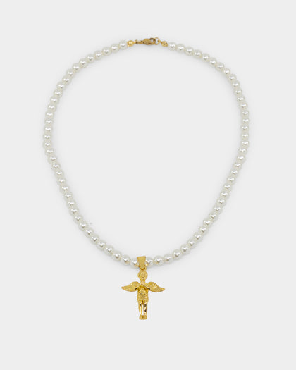 Saint Morta Cupids Pearl Necklace Gold