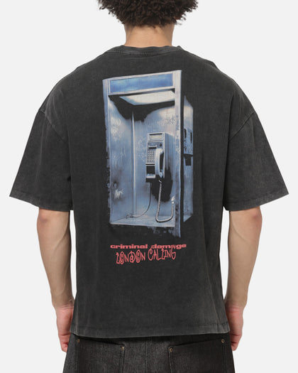 Criminal Damage Londons Calling T-Shirt Washed Grey