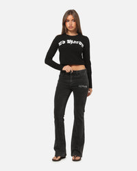 Ed Hardy Women's Tiger Bootcut Jeans Washed Black