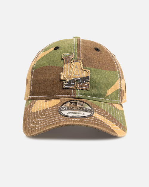 New Era Los Angeles Dodgers 'Frayed Woodland' 9TWENTY Strapback Open Green