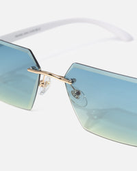 Belvoir & Co Hampton Diamond Cut Sunglasses Gold/Blue