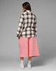 Loiter Heaven Distressed Flannel Button Up Shirt Brown/Beige