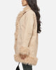 Ed Hardy Women's Fur Longline Coat Camel