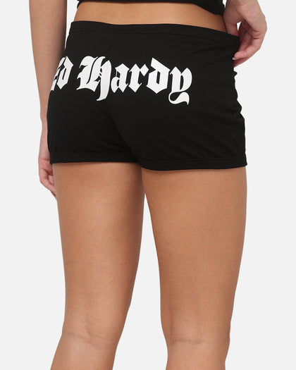Ed Hardy Women's Crossed Mini Shorts Black