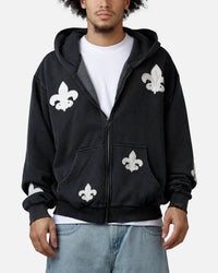 MNML Fleur Zip Up Hoodie Washed Black