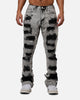 MNML B668 Rock Distress Flare Denim Jeans Light Grey
