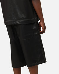 Loiter Motor PU Leather Shorts Black