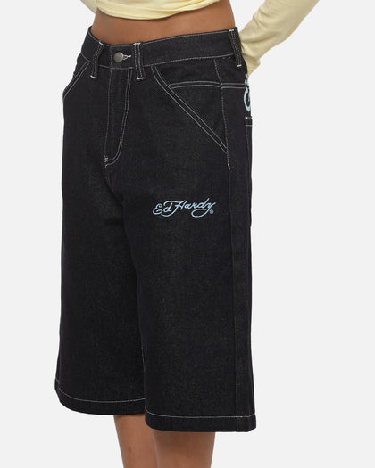 Ed Hardy Serpent Jorts Indigo