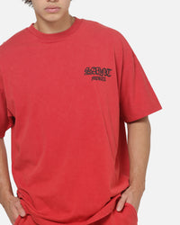 Saint Morta Destruct Boxy T-Shirt Vintage Washed Red