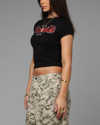 Loiter Women's Holy Fire Crop T-Shirt Black