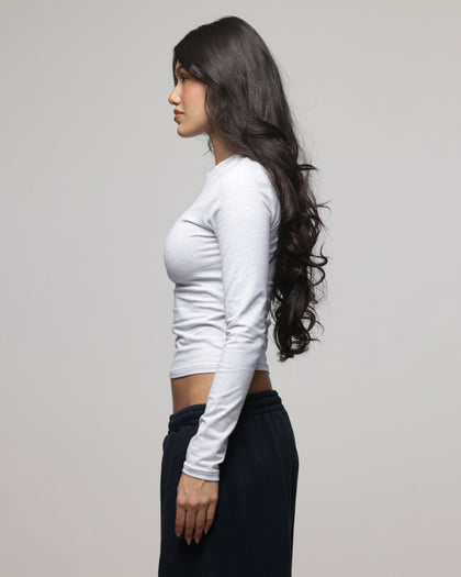 American Thrift Women's Fitted Long Sleeve T-Shirt Grey Heather
