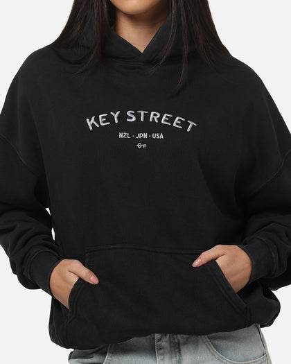 Key Street Low Standards Hoodie Black Acidwash