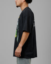 Loiter Live Laugh Love Drop T-Shirt Black Acidwash
