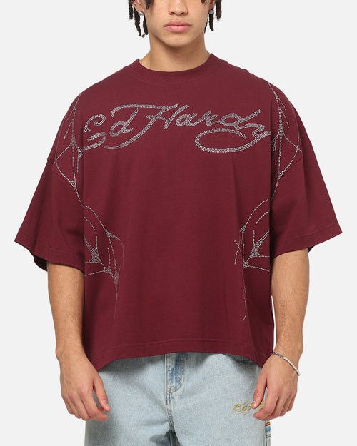 Ed Hardy Cyber Rhinestone T-Shirt Plum