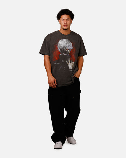 73Studio X Tokyo Ghoul Kaneki Vintage T-Shirt Black Acidwash