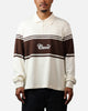 Carre Varsity Long Sleeve Polo Shirt Off White/Brown