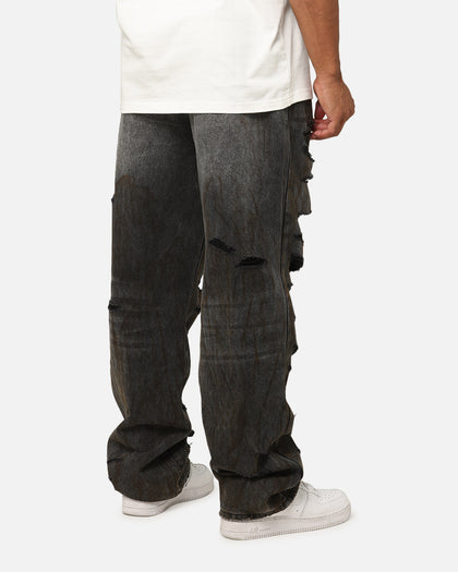 MNML Ultra Baggy Thrashed Denim Jeans Black