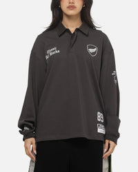 Mitchell & Ness All Blacks Rugby Long Sleeve Polo Shirt Washed Black