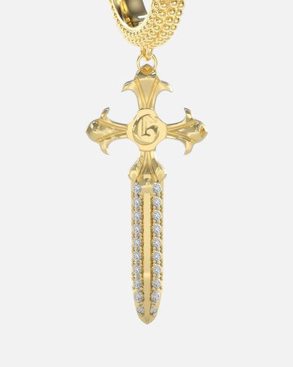 Guess Mainline Rebel Knight Dagger Crystal Earring Gold