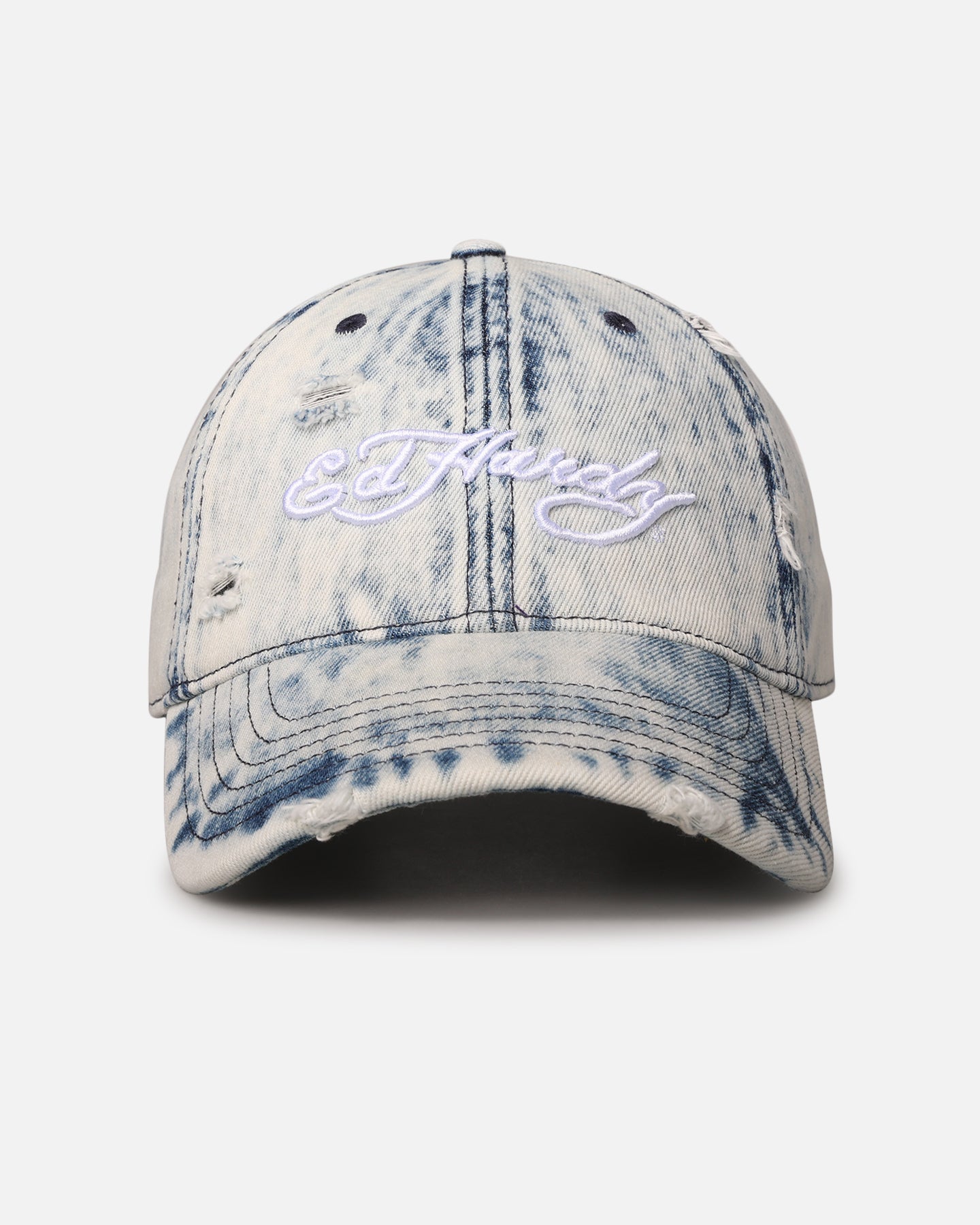 Ed Hardy Distressed Denim Strapback Cap Blue Wash | Culture Kings
